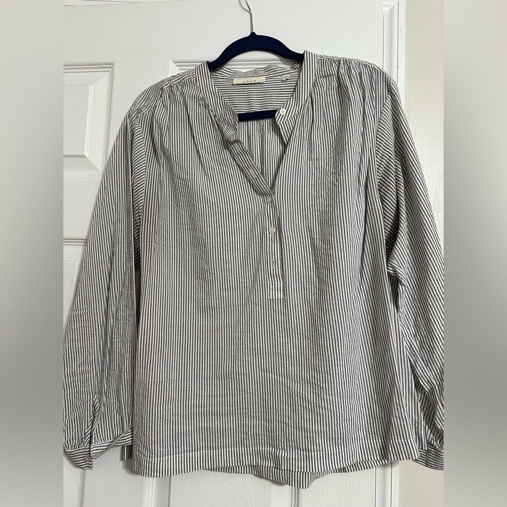 Doen Blue and White Striped Blouse